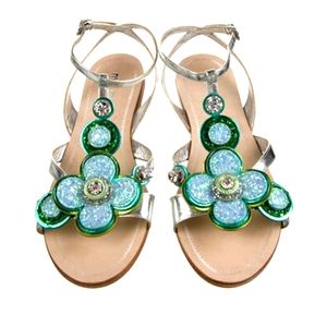 Miu Miu Leather Floral Sandals